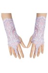 LJRPUPY Mitaines en dentelle avec broderie pour mariage, fête, bal de fin dannée, accessoires pour femmes, BLANC, taille uni