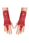 LJRPUPY Mitaines en dentelle avec broderie pour mariage, fête, bal de fin dannée, accessoires pour femmes, BLANC, taille uni