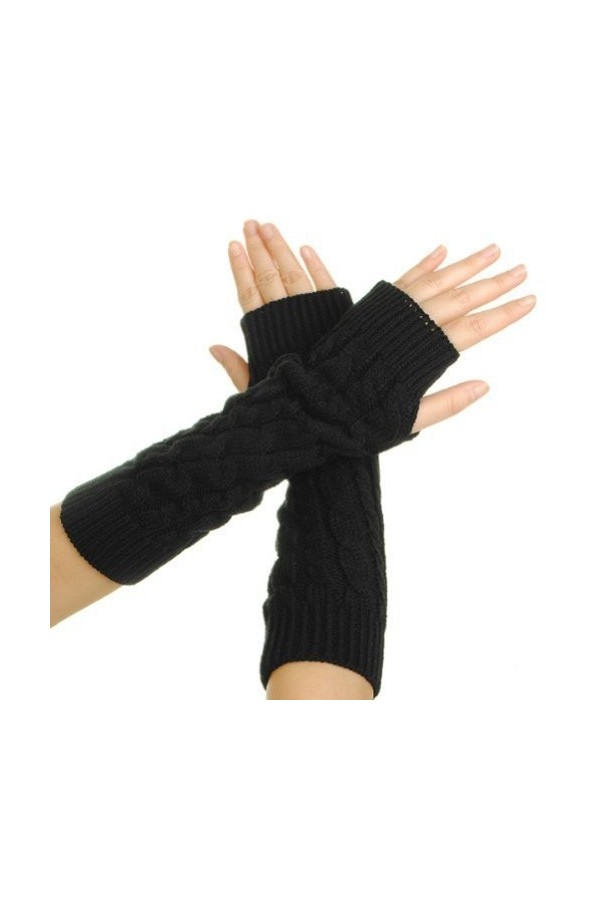 ZUMUii Butterme 1 Paire Femme Mode Longue Mitaines Tricotés Hiver Chaud Souple Gants Tresse Tricote Oversleeve Main Bras
