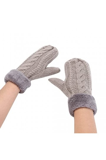 Gants en polaire tricotés tendance pour femme - Coupe-vent - Chaud - Épais - Gants en polaire - Moufles dhiver chaudes pour 