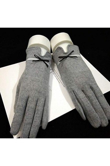 MAPPE Femmes Toucher Moufles Gants Hiver Femmes Chaud Cachemire Doigt Complet en Cuir Arc Gants Laine Broderie Écran Tactile 