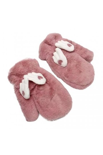 YILEEGOO Gants dhiver pour femme avec corde amovible, jolies ailes mobiles, gants chauds en peluche pour temps froid rose f