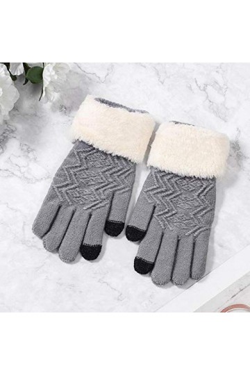 MAPPE Hiver Femmes Gants Tricotés Écran Tactile Gants Féminins Tricotés Épaissir Chaud Doigt Complet Doux Stretch Tricot Mouf