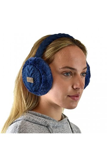 C.C Cache-oreilles doux et chaud réglable pour lhiver, bleu marine