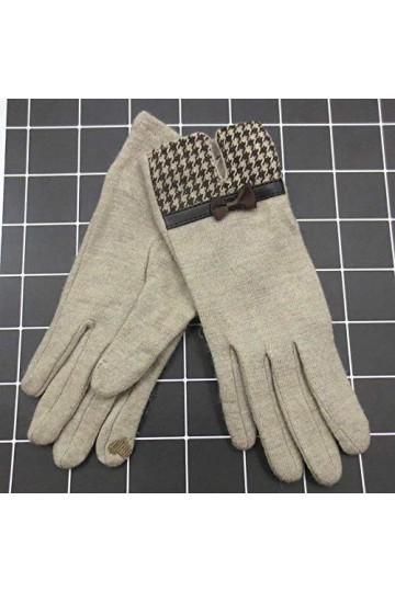 Femmes Touch Mitten Gants Hiver Femmes Chaud Cachemire Doigt Complet en Cuir Bow Gants Laine Broderie Écran Tactile Gants C22
