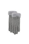KhG398 Gants chauds résistants au froid pour femme avec nœud papillon pour fille Écran tactile Épais Gants à bouche pelucheus