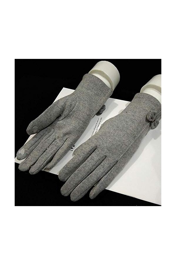 Femmes Touch Mitten Gants Hiver Femmes Chaud Cachemire Doigt Complet en Cuir Bow Gants Laine Broderie Écran Tactile Gants C22