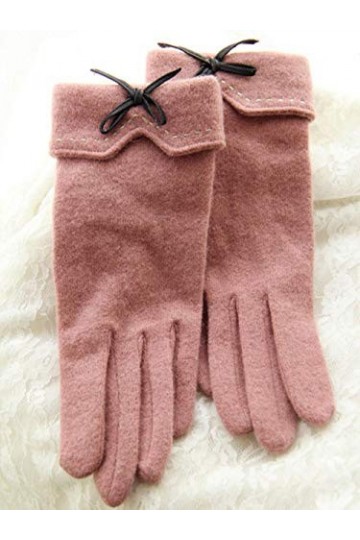 MAPPE Gants Tactiles pour Femmes, Hiver, Femmes, Chaud, Cachemire, Doigt Complet, Gants en Cuir, avec Nœud, Gants en Laine, B