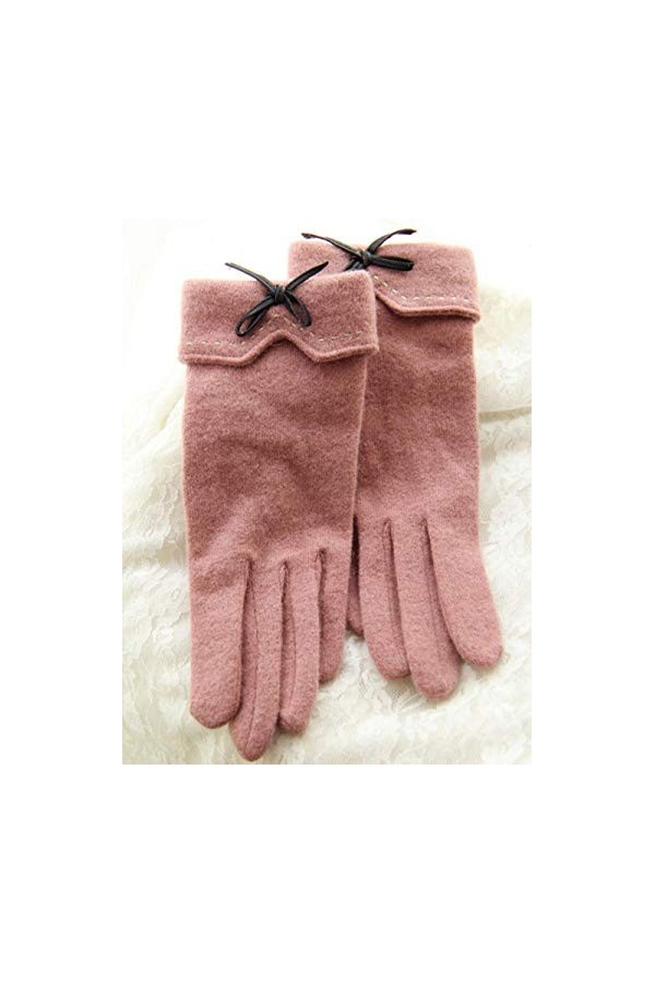 MAPPE Gants Tactiles pour Femmes, Hiver, Femmes, Chaud, Cachemire, Doigt Complet, Gants en Cuir, avec Nœud, Gants en Laine, B