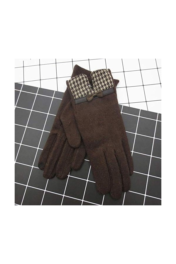 Femmes Touch Mitten Gants Hiver Femmes Chaud Cachemire Doigt Complet en Cuir Bow Gants Laine Broderie Écran Tactile Gants C22