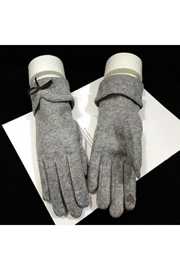 Femmes Touch Mitten Gants Hiver Femmes Chaud Cachemire Doigt Complet en Cuir Bow Gants Laine Broderie Écran Tactile Gants C22
