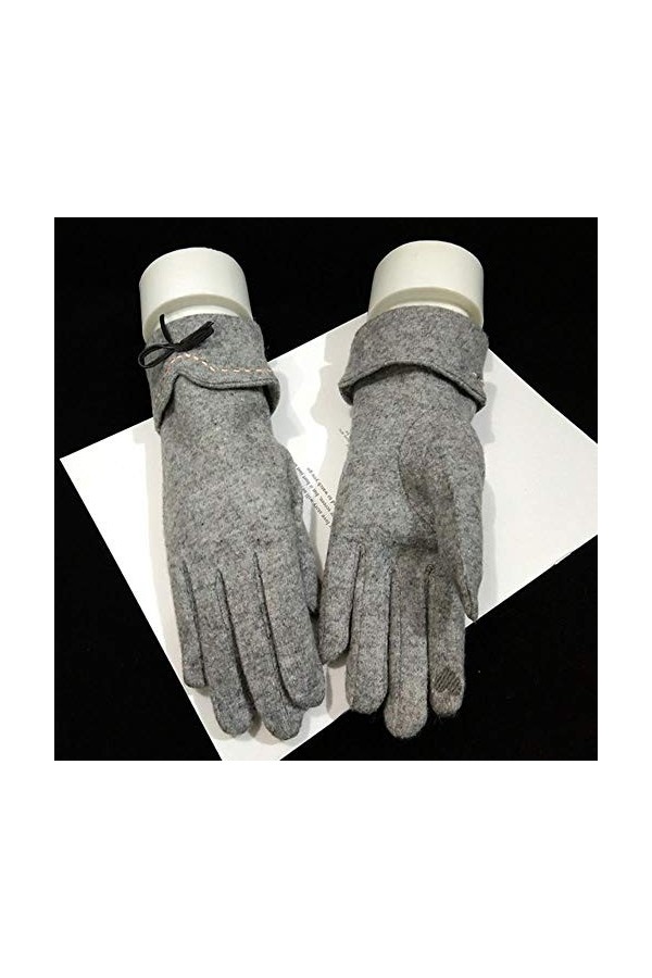 Femmes Touch Mitten Gants Hiver Femmes Chaud Cachemire Doigt Complet en Cuir Bow Gants Laine Broderie Écran Tactile Gants C22