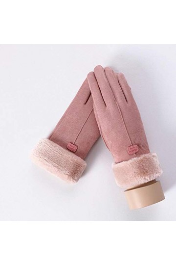 MAPPE Hiver Femme Cachemire Chaud en Cuir Suédé Cyclisme Mitaines Double Épais Velours en Peluche Poignet Femmes Écran Tactil