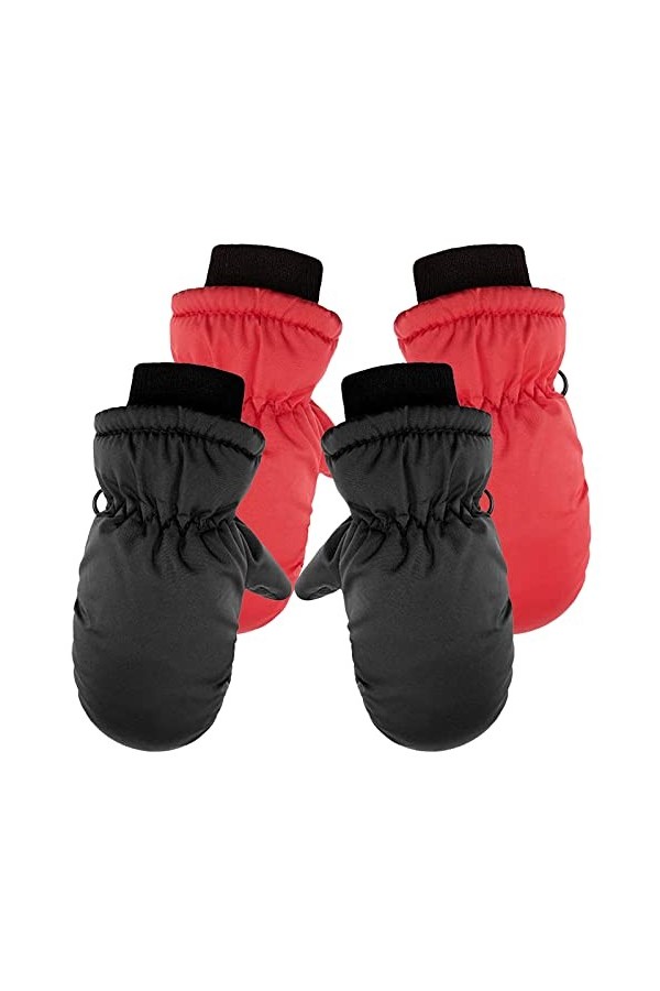 Doigt Hiver Enfants Gants Imperméable À leau Ski Mitaines Gants Plein Enfants À Lextérieur 2 Paires Filles Garçons Chaud Bé