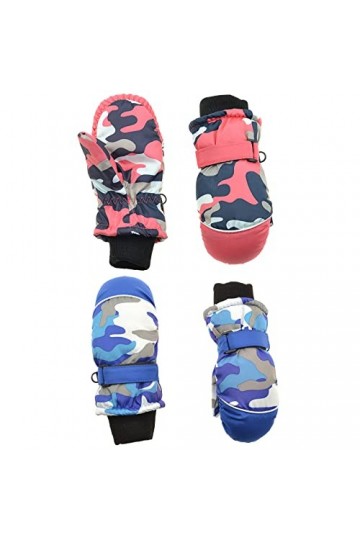 Enfants Gants 2 Paires bébé Camouflage garçons Gants Chaud Doigt extérieur Hiver Enfants Plein Ski Mitaines Filles Gants Gant
