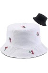 XYIYI Bobs Chapeau Cerise Blanche Réversible Seau Chapeau Pêche Chapeau De Soleil pour Femmes Filles
