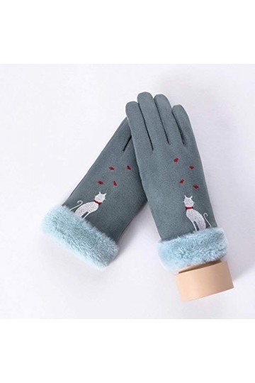 MAPPE Hiver Femme Cachemire Chaud en Cuir Suédé Cyclisme Mitaines Double Épais Velours en Peluche Poignet Femmes Écran Tactil