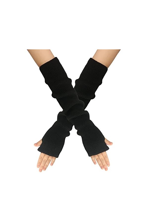 Manchettes pour femme - Manches longues - Mitaines chauffe-bras - Mitaines - Mitaines chauffantes en tricot - Sans doigts - C