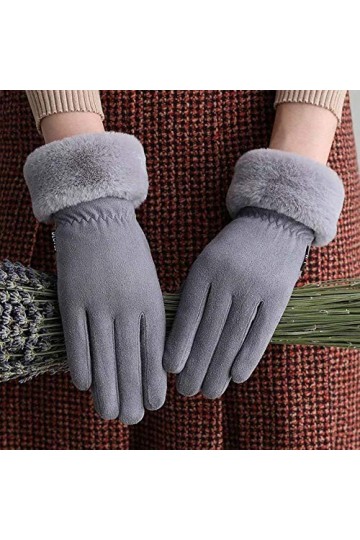 MAPPE Hiver Femme Cachemire Chaud en Cuir Suédé Cyclisme Mitaines Double Épais Velours en Peluche Poignet Femmes Écran Tactil