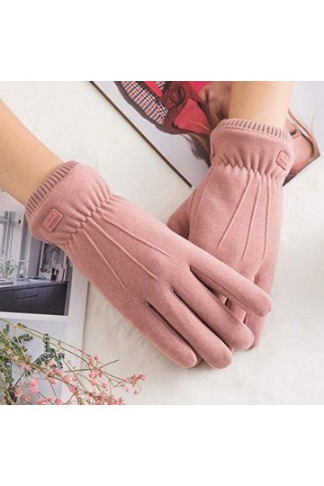 MAPPE Hiver Femme Cachemire Chaud en Cuir Suédé Cyclisme Mitaines Double Épais Velours en Peluche Poignet Femmes Écran Tactil