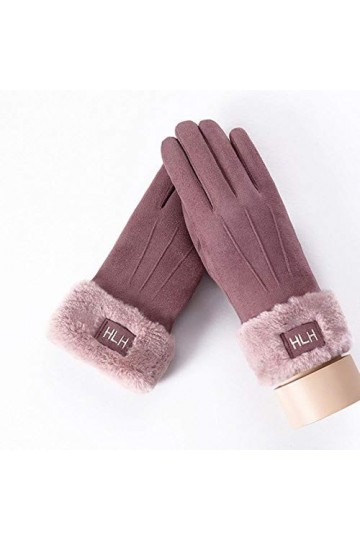 MAPPE Hiver Femme Cachemire Chaud en Cuir Suédé Cyclisme Mitaines Double Épais Velours en Peluche Poignet Femmes Écran Tactil