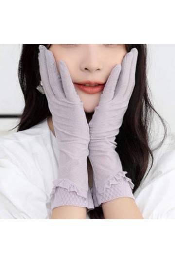 Yoaodpei Nouvelle dentelle dété Cole solaire Gant de bronzage Mode Femme Mince longueur Soie de glace Conduite Écran tactile