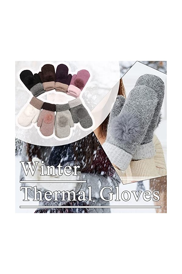 Gants thermiques pour femme - Gants dhiver chauds avec doublure en polaire - Poignets élastiques - Gants doublés chauds - Mi
