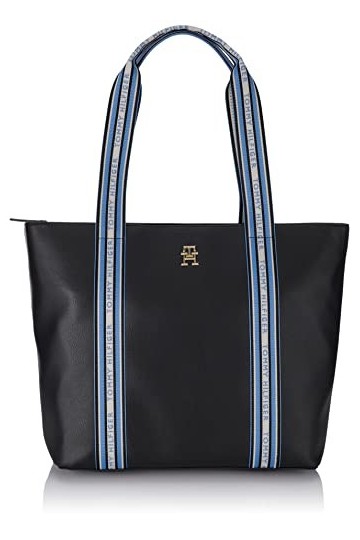 Tommy Hilfiger Cabas Femme Sac Tommy Life Shopper Fermeture Éclair, Noir Black , Taille Unique