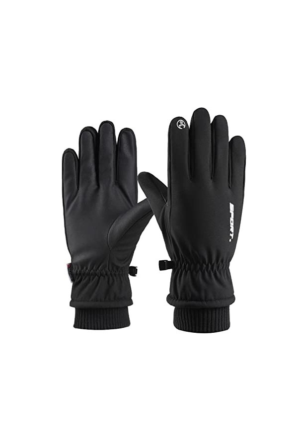 TDEOK Gants Moufles Hiver Chaud Épais Coupe-vent Imperméable Moufles déquitation Extérieur Costume Femme Robe Noir, Taille 