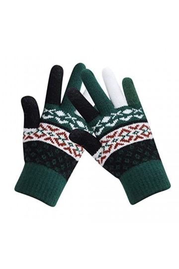 Gants longs blancs pour femmes et hommes - Gants chauds en tricot extensible - Moufles dhiver - Gardent au chaud - Impressio
