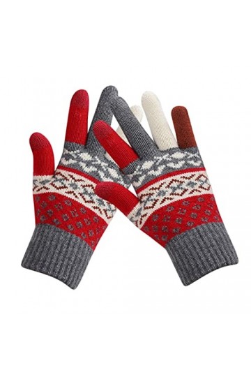 Gants longs blancs pour femmes et hommes - Gants chauds en tricot extensible - Moufles dhiver - Gardent au chaud - Impressio