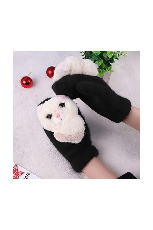 Gants de Noël - Gants dhiver thermiques - Mitaines demi-doigts - Gants chauds en tricot - Gants dhiver pour femme - Gants d