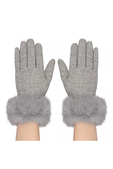 Gants Hiver pour Femme Gants en Fausse Fourrure de Lapin Mitaines Epais en Peluche Gants Chaud Gants à Écran Tactile Moufle d