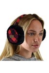 C.C Cache-oreilles doux et chaud pour lhiver, Plaid rouge/noir., taille unique