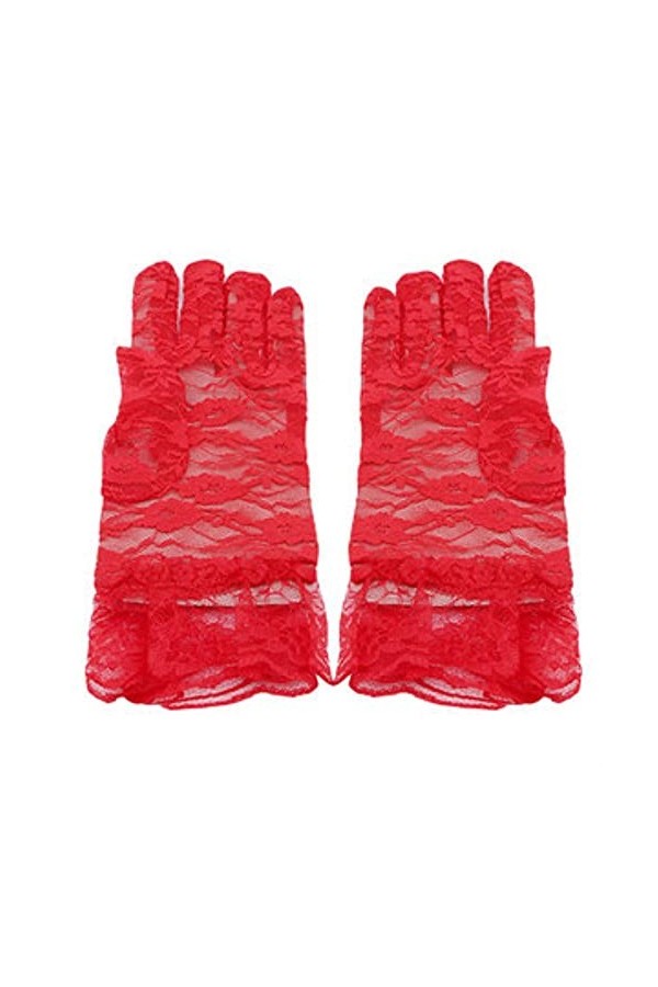 Modis Gants en dentelle pour fille - Printemps été - Élastique - Protection solaire solide - Rose