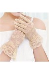 Modis Gants en dentelle pour fille - Printemps été - Élastique - Protection solaire solide - Rose