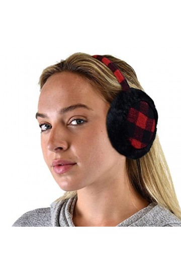 C.C Cache-oreilles doux et chaud pour lhiver, Plaid rouge/noir., taille unique