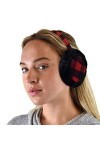 C.C Cache-oreilles doux et chaud pour lhiver, Plaid rouge/noir., taille unique