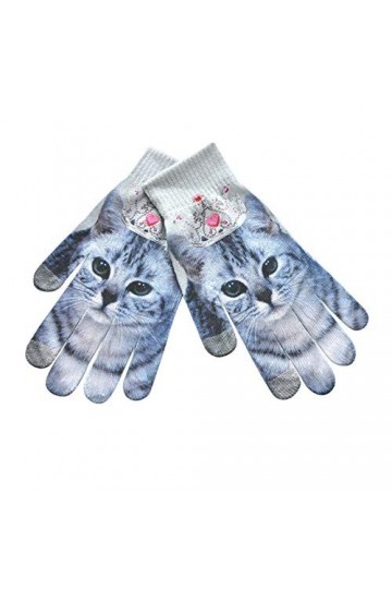 JBIVWW Kawii Cat Imprimer Gants Femmes Hiver Chaud 3D Imprimer Gants en Tricot décran Tactile Ladies Lovely Girls épais Gant