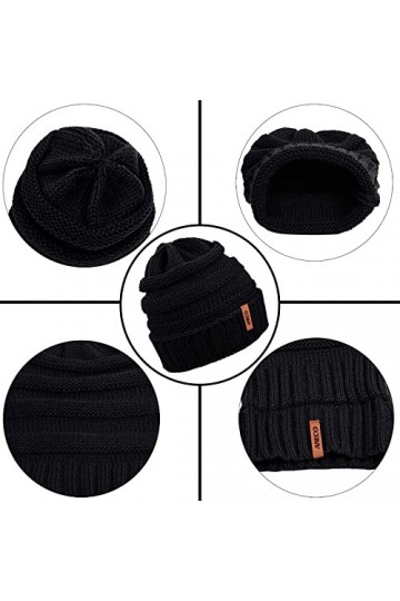 Aneco Ensemble dhiver chaud en tricot avec écharpe, bonnet, bonnet, gants pour écran tactile et cache-oreilles pour homme ou