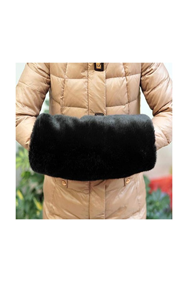 Vosarea Fausse Fourrure à la Main Manchons Femme Chaud Fausse Fourrure Manchons