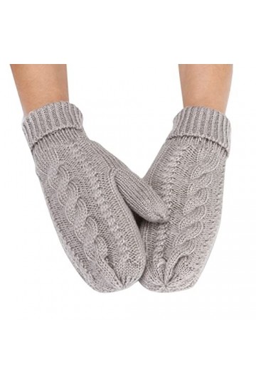 Gants tendance pour femme - Couleur unie - En tricot torsadé - Coupe-vent - Chaud et épais - Pour temps froid gris, taille u