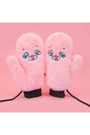 LUOXUEFEI Gants Femmes Full Finger Halter Mitten Hiver Femme Plus Peluche Épais Tricot Chaud Imprimer Gant
