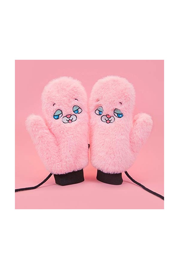 LUOXUEFEI Gants Femmes Full Finger Halter Mitten Hiver Femme Plus Peluche Épais Tricot Chaud Imprimer Gant