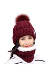 HIDARLING Ensemble bonnet dhiver et écharpe circulaire pour femme, bonnet tricoté chaud avec pompon en fausse fourrure et do