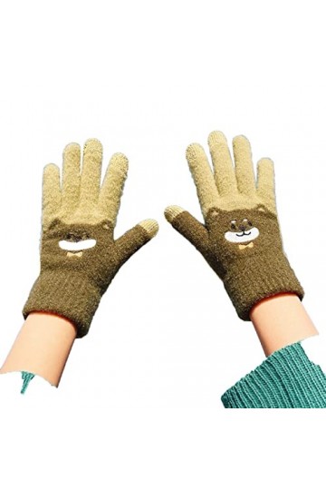 TouchScreen Gants thermiques dhiver en polaire tricotée épaisse pour femme, marron, taille unique