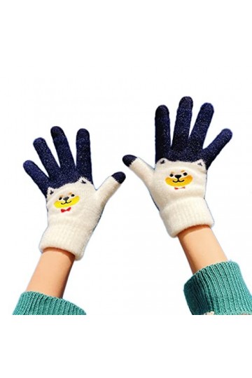 TouchScreen Gants thermiques dhiver en polaire tricotée épaisse pour femme, bleu marine, taille unique