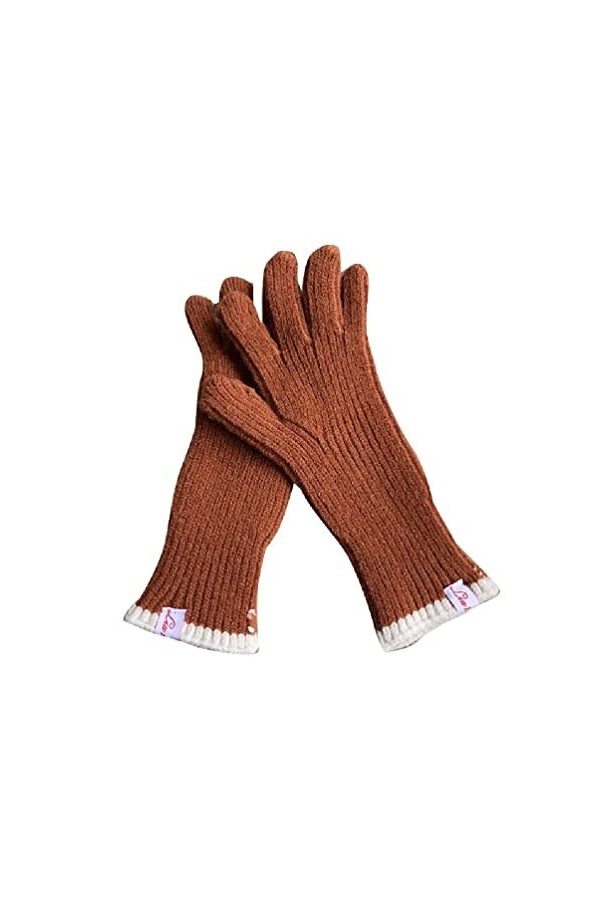 Gants en tricot épais tendance pour homme et femme, deux doigts exposés couleur unie, gants chauds pour lautomne et lhiver,