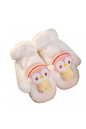 Gants dhiver chauds en forme de pingouin pour femmes et filles, blanc, Large