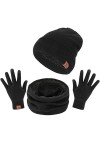 TAGVO Tricotés Ensemble dhiver Bonnet écharpe gants décran tactile 3 en 1, doublure molleton doux Bonnet tricoté chaud cach